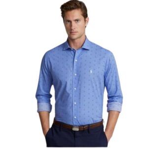 Polo Ralph Lauren Men's Friar blue Classic Fit Poplin Button Down Shirt Size L